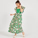 Floral Print A-line Maxi Dress with Short Sleeves and Frill Detail-Dresses-thumbnailMobile-0