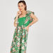 Floral Print A-line Maxi Dress with Short Sleeves and Frill Detail-Dresses-thumbnail-1