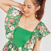 Floral Print A-line Maxi Dress with Short Sleeves and Frill Detail-Dresses-thumbnailMobile-2