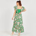 Floral Print A-line Maxi Dress with Short Sleeves and Frill Detail-Dresses-thumbnailMobile-3