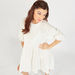 Textured Mini Tiered Dress with Crew Neck and Puff Sleeves-Dresses-thumbnailMobile-0