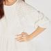 Textured Mini Tiered Dress with Crew Neck and Puff Sleeves-Dresses-thumbnailMobile-2