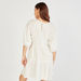 Textured Mini Tiered Dress with Crew Neck and Puff Sleeves-Dresses-thumbnail-3