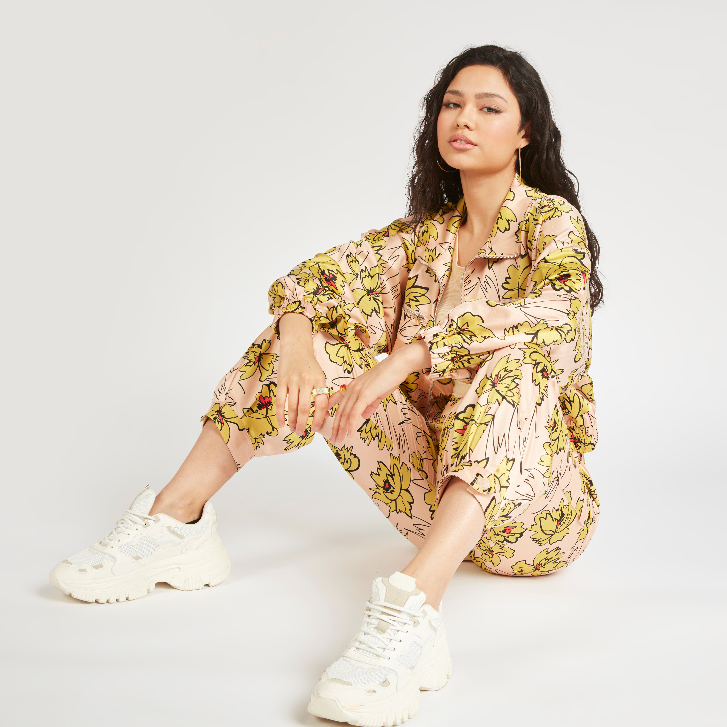 Floral Print Mid-Rise Pants with Tie-Up Belt and Pockets-women-clothing-trousers-image-2