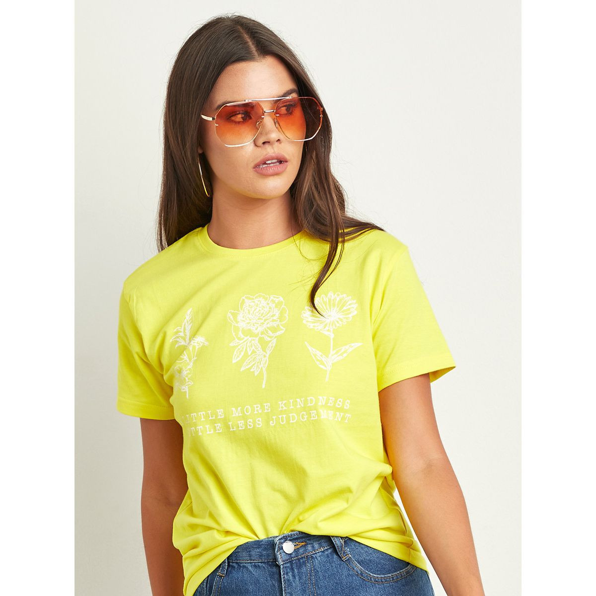 Styli Little More Kindness Flower Print Regular Fit T-shirt-women-clothing-tshirts-image-1