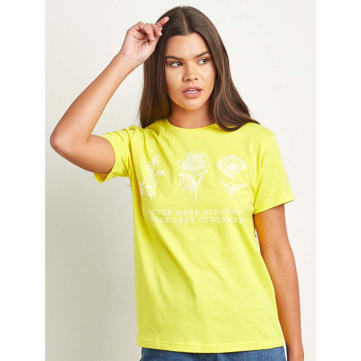 Styli Little More Kindness Flower Print Regular Fit T-shirt-women-clothing-tshirts-image-2