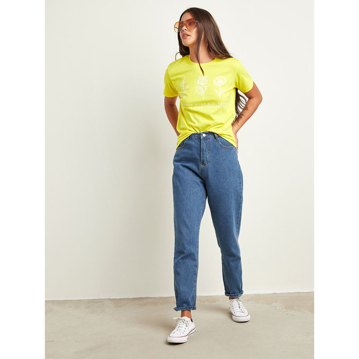 Styli Little More Kindness Flower Print Regular Fit T-shirt-women-clothing-tshirts-image-3