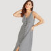 Checked Midi A-line Sleeveless Dress with Button Closure-Dresses-thumbnail-1