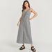 Checked Midi A-line Sleeveless Dress with Button Closure-Dresses-thumbnailMobile-4