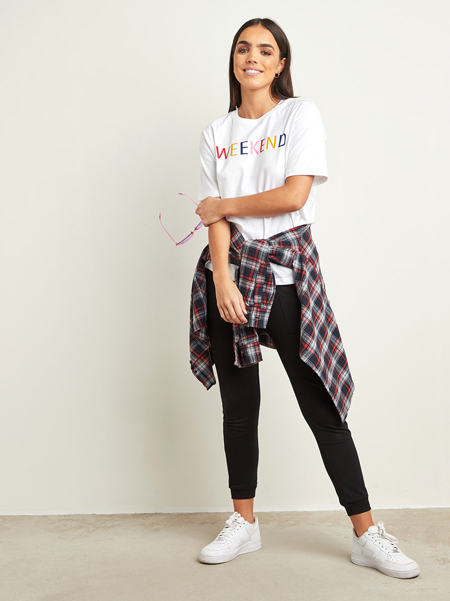 Styli Weekend Slogan Print Regular Fit T-shirt-women-clothing-tshirts-image-3