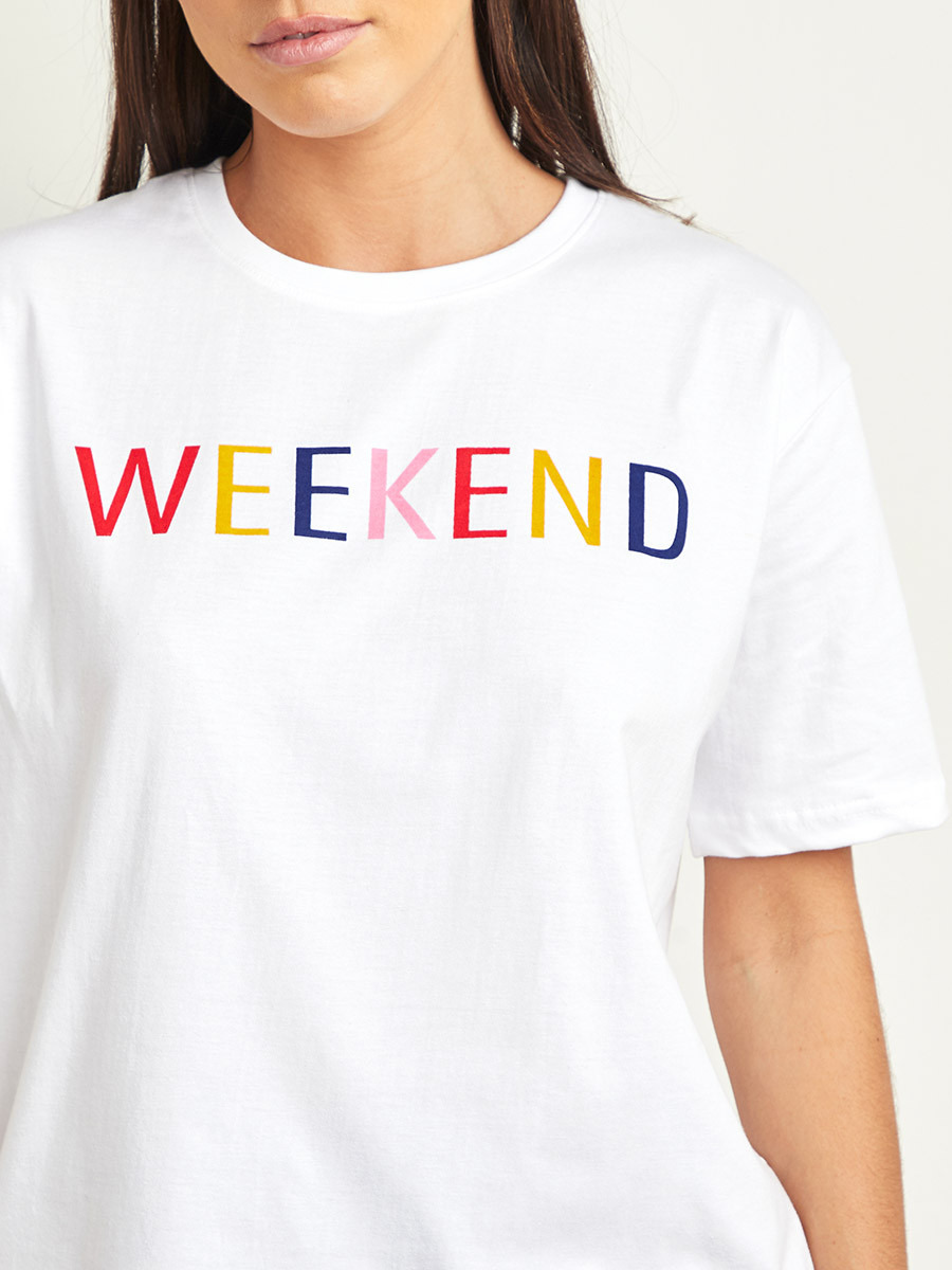 Styli Weekend Slogan Print Regular Fit T-shirt-women-clothing-tshirts-image-5
