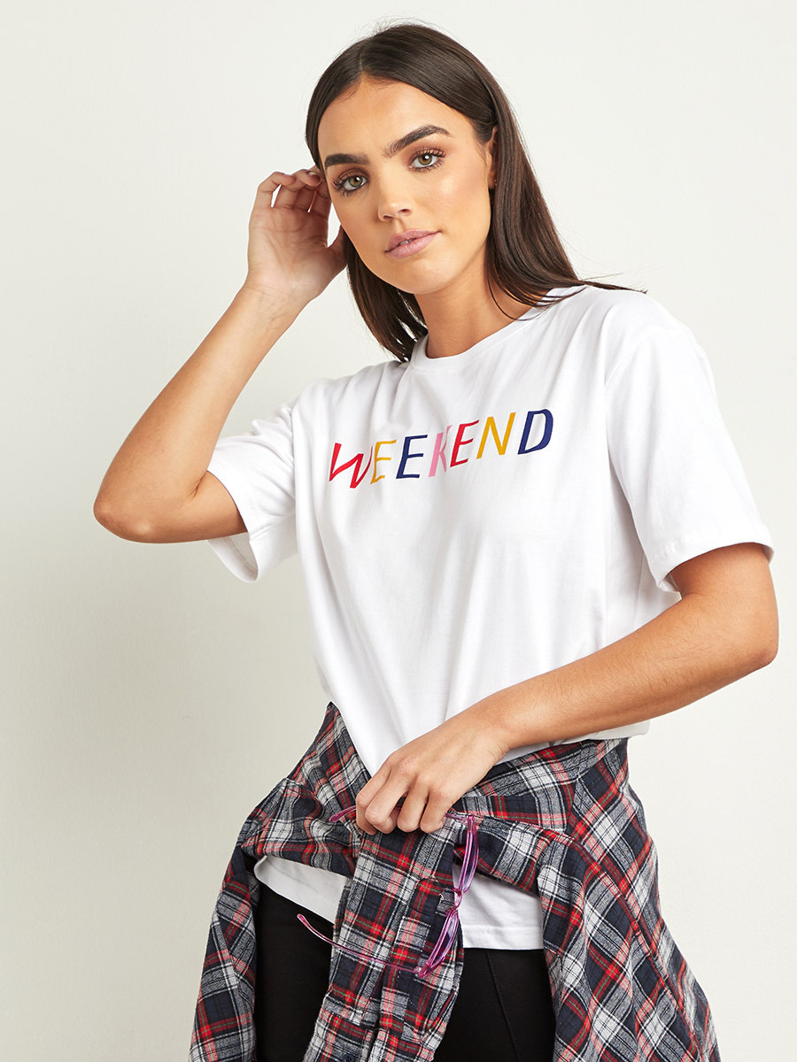 Styli Weekend Slogan Print Regular Fit T-shirt-women-clothing-tshirts-image-6