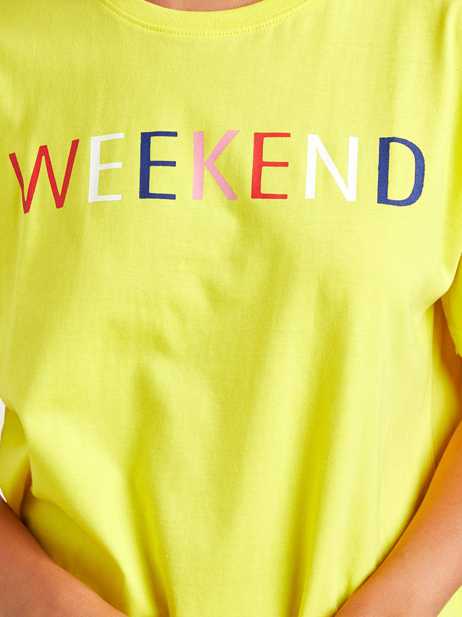 Styli Weekend Slogan Print Regular Fit T-shirt-women-clothing-tshirts-image-4