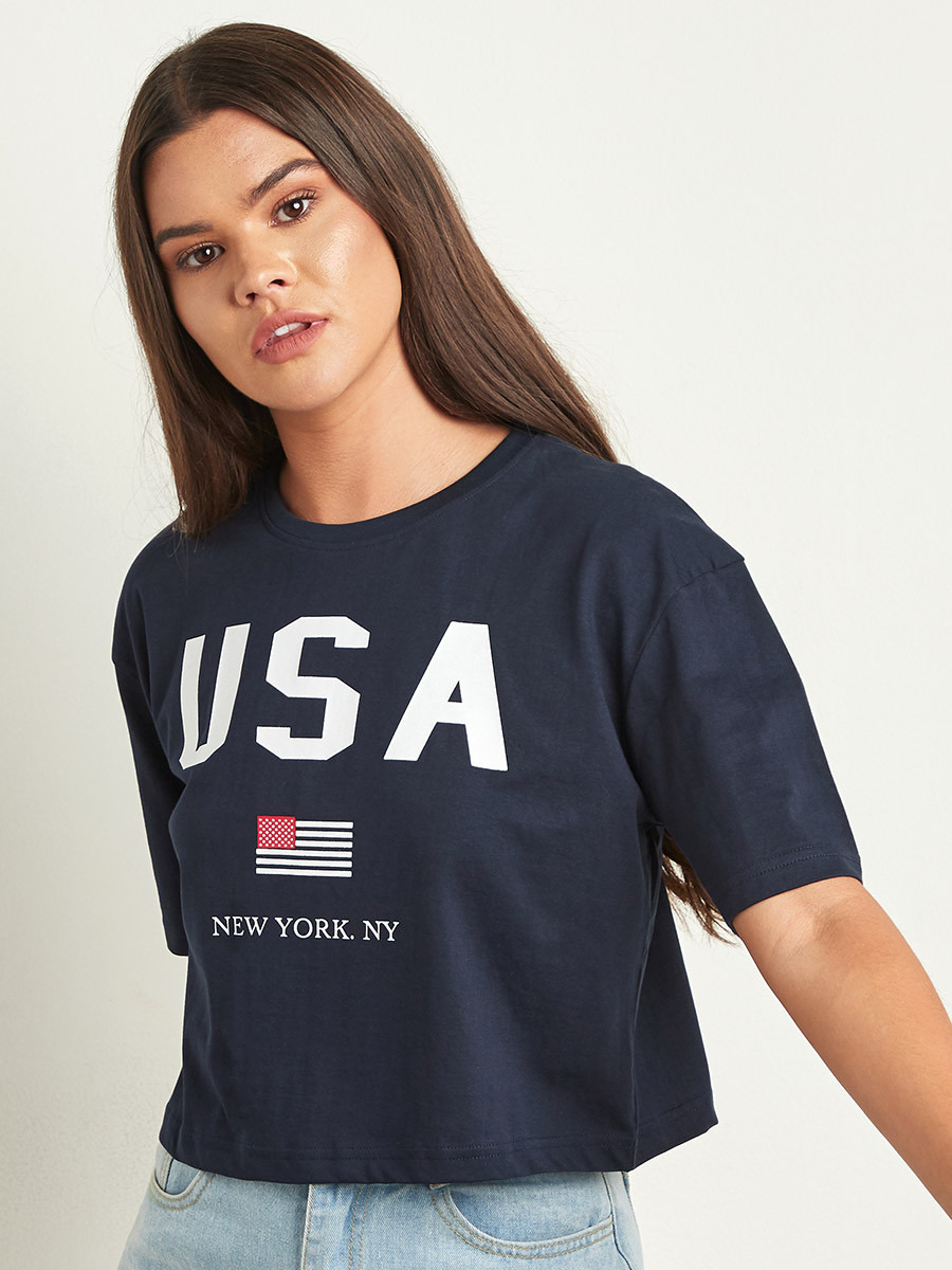 تيشيرت قصير مطبوع بأكمام قصيرة من ستايلي-women-clothing-tshirts-image-1