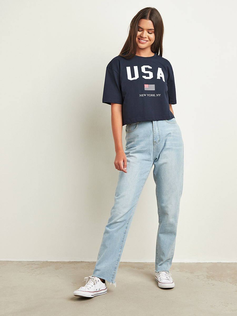 تيشيرت قصير مطبوع بأكمام قصيرة من ستايلي-women-clothing-tshirts-image-2