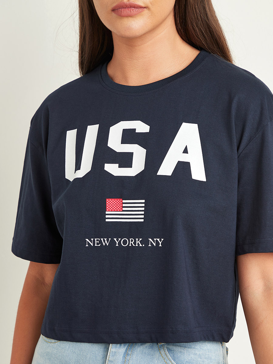 تيشيرت قصير مطبوع بأكمام قصيرة من ستايلي-women-clothing-tshirts-image-4
