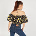 Floral Print Bardot Neck Crop Top with Puff Sleeves and Tie-Ups-Kimonos-thumbnailMobile-3