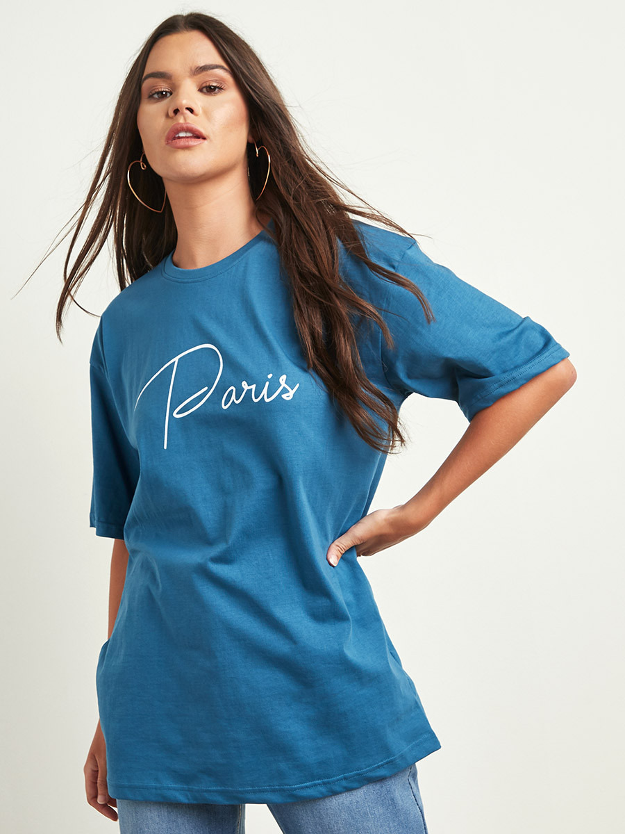تيشيرت مطبوع بقصة واسعة من ستايلي-women-clothing-tshirts-image-1