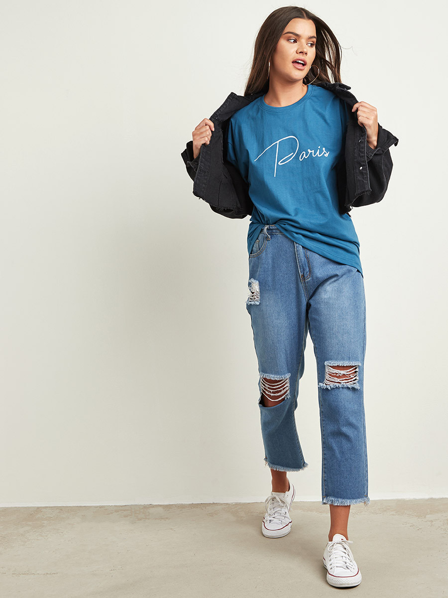 تيشيرت مطبوع بقصة واسعة من ستايلي-women-clothing-tshirts-image-2