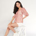 Floral Print V-neck Top with 3/4 Sleeves and Ruched Detail-Shirts and Blouses-thumbnailMobile-0