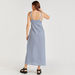 Checked Sleeveless Maxi Dress with V-neck and Button Closure-Dresses-thumbnailMobile-3