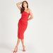 Solid Midi Bodycon Dress with Cut-Out and Tie-Up Detail-Dresses-thumbnail-0