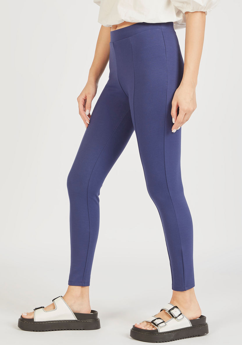Buy Solid Treggings with Elasticated Waistband