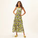 Floral Print Sleeveless A-line Dress with Halter Neck-Dresses-thumbnailMobile-1