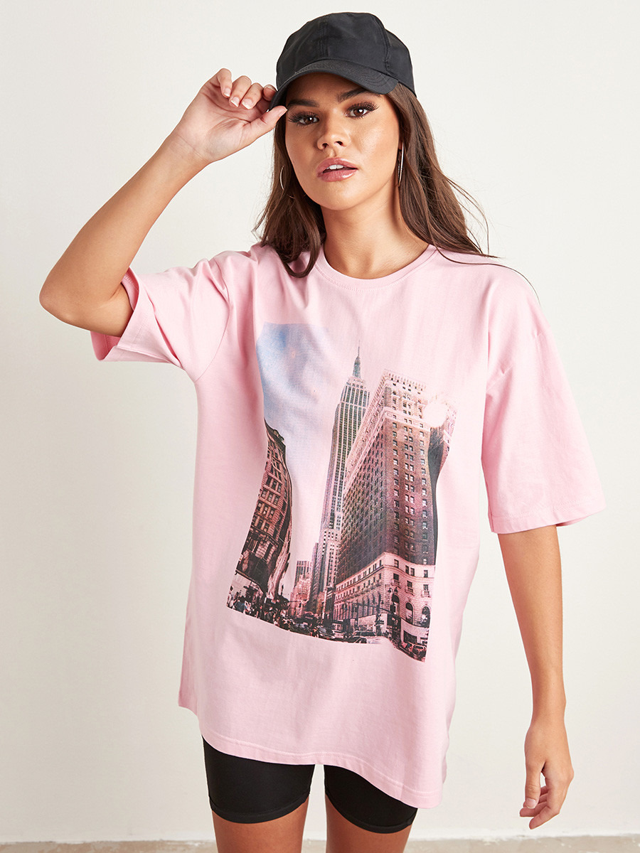 تيشيرت مطبوع بقصة واسعة من ستايلي-women-clothing-tshirts-image-1
