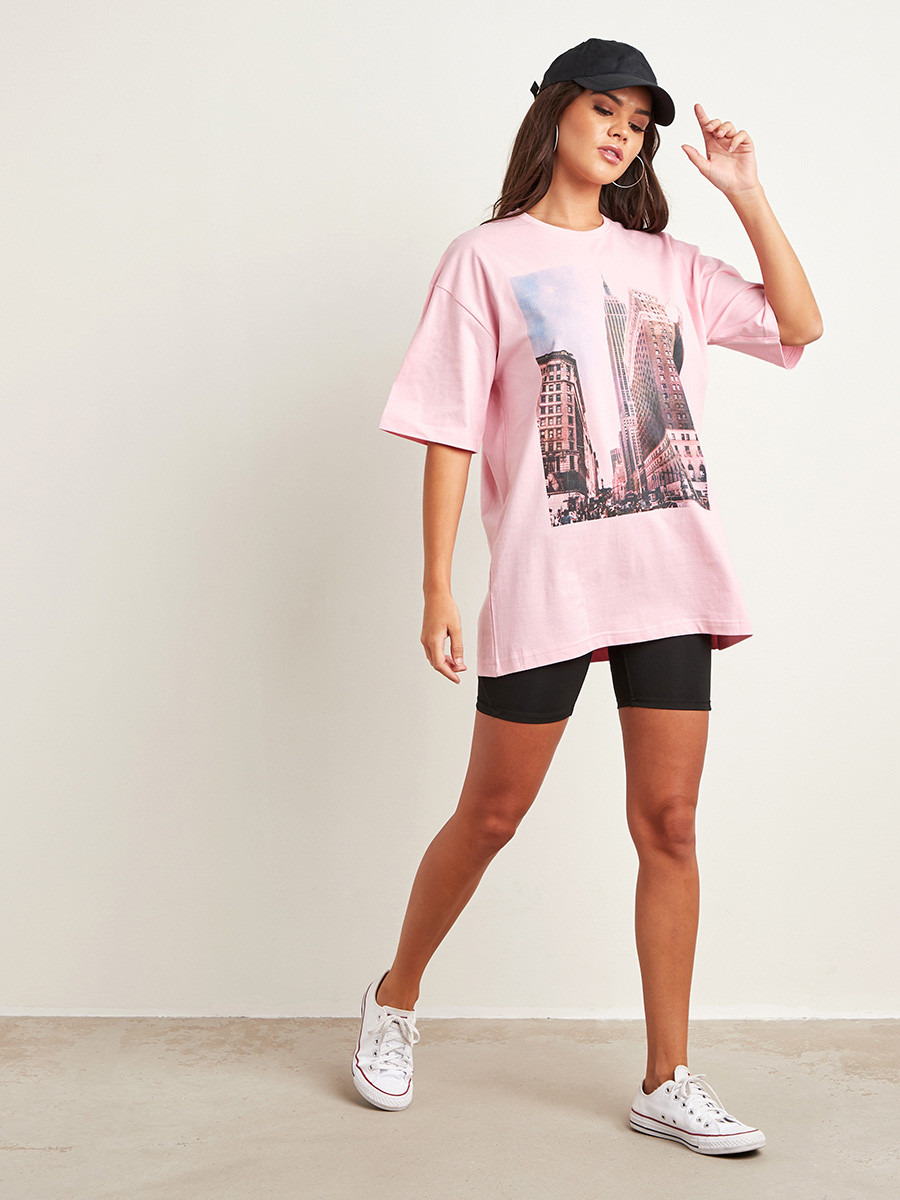 تيشيرت مطبوع بقصة واسعة من ستايلي-women-clothing-tshirts-image-2