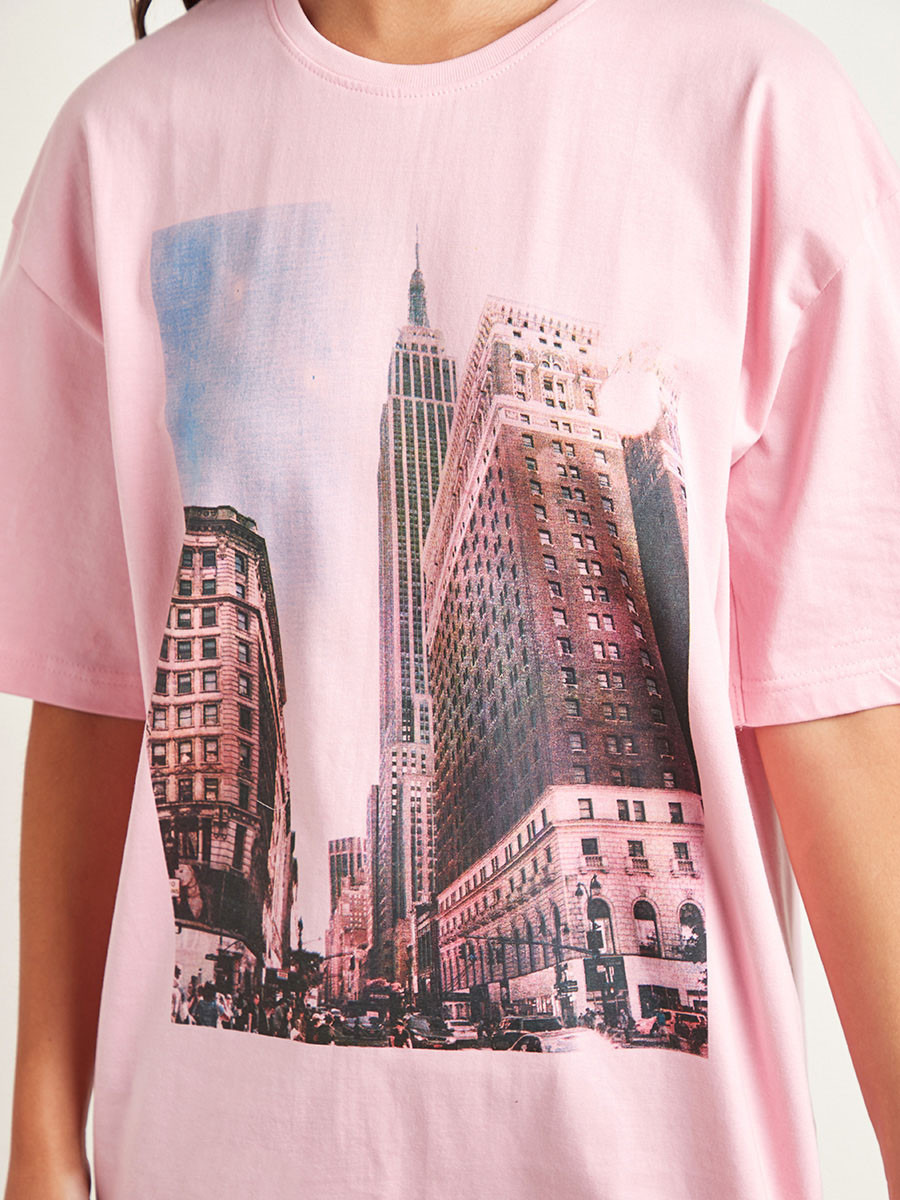 تيشيرت مطبوع بقصة واسعة من ستايلي-women-clothing-tshirts-image-4