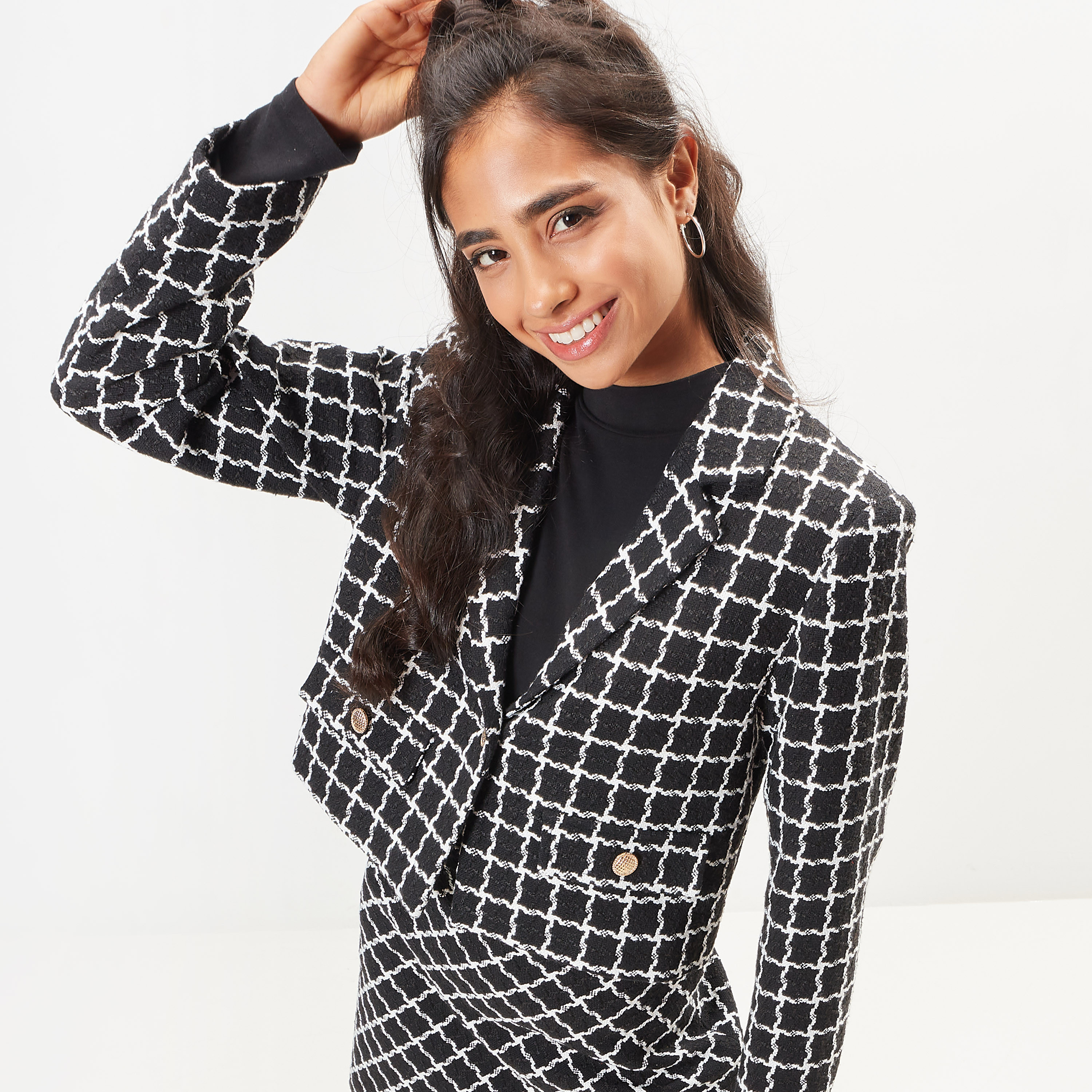 Printed Blazer with Notch Lapel and Pockets-women-clothing-coatsandjackets-blazers-image-3