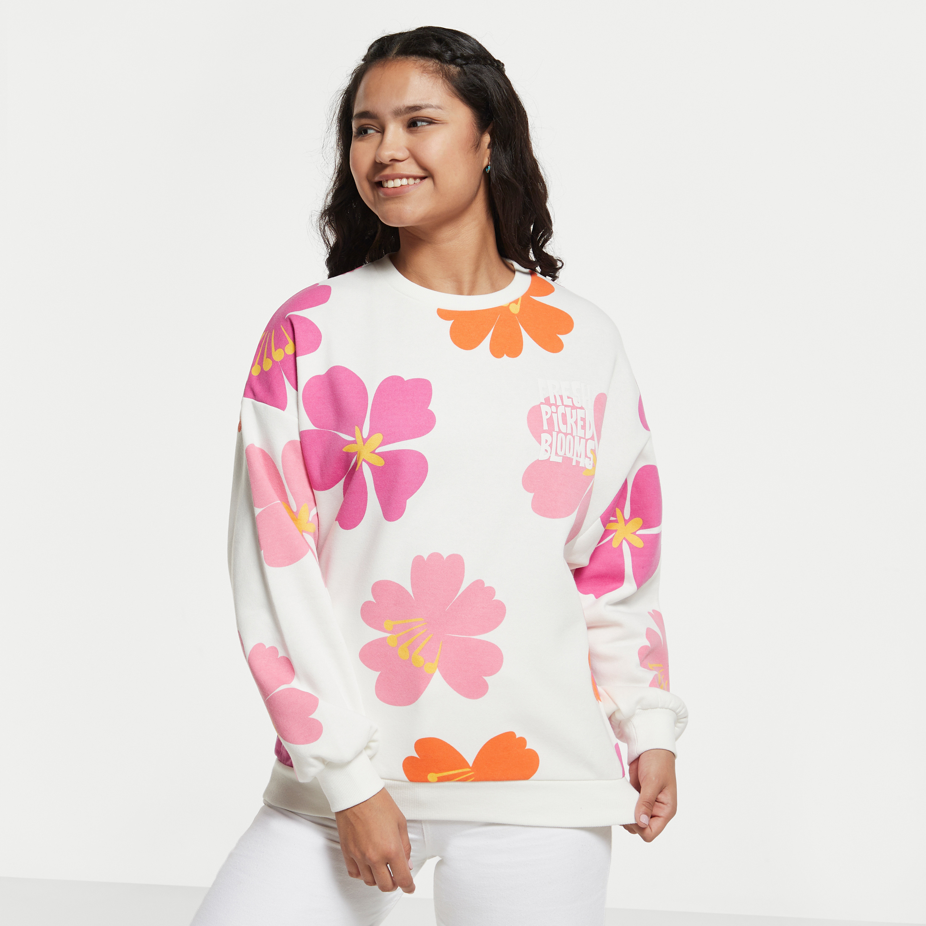 Floral hotsell printed sweatshirt