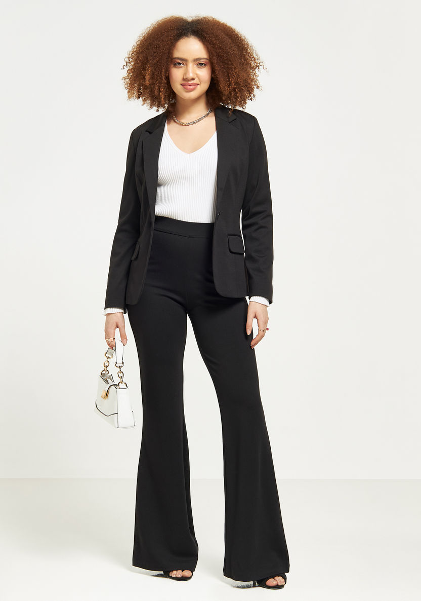 Buy Women's Solid Blazer with Notch Lapel and Pockets Online ...