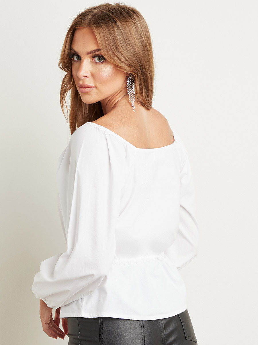 Styli Poplin Square Neck Tie Waist Top-women-clothing-shirtsandblouses-blouses-image-5
