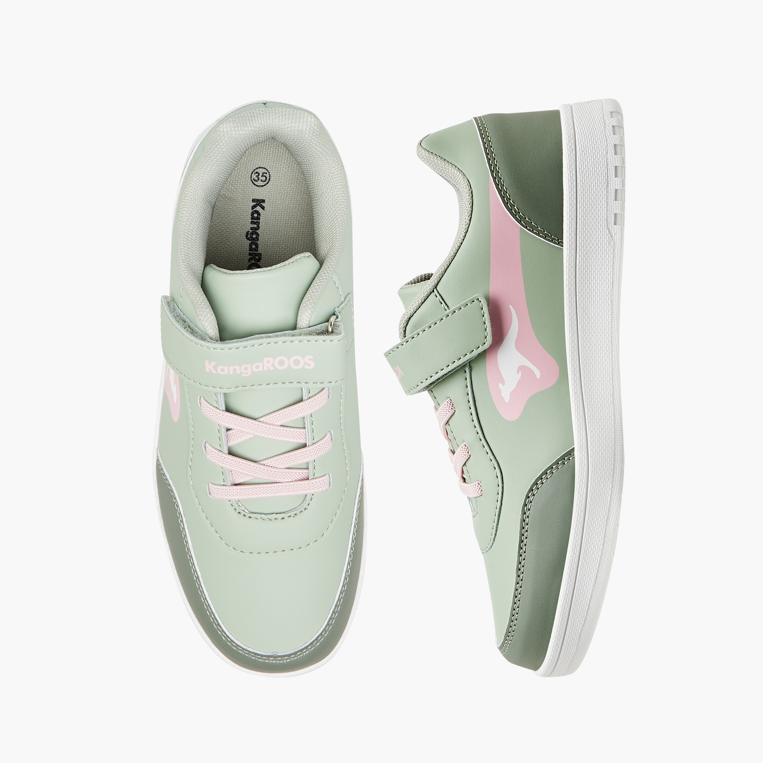 KangaROOS Girls' Panelled Sneakers with Hook and Loop Closure-girls-shoes-sneakers-image-1