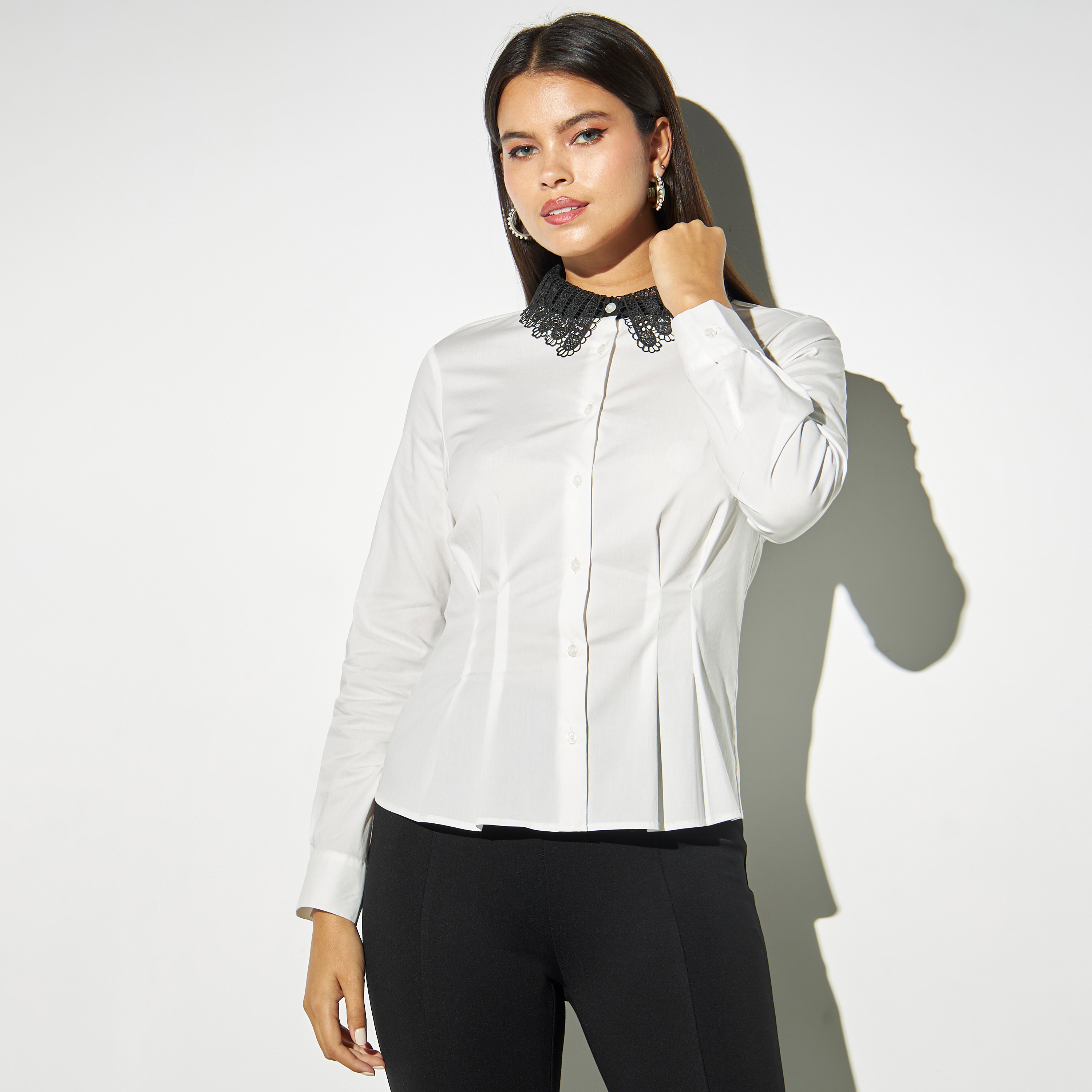 Lace collar shirt deals