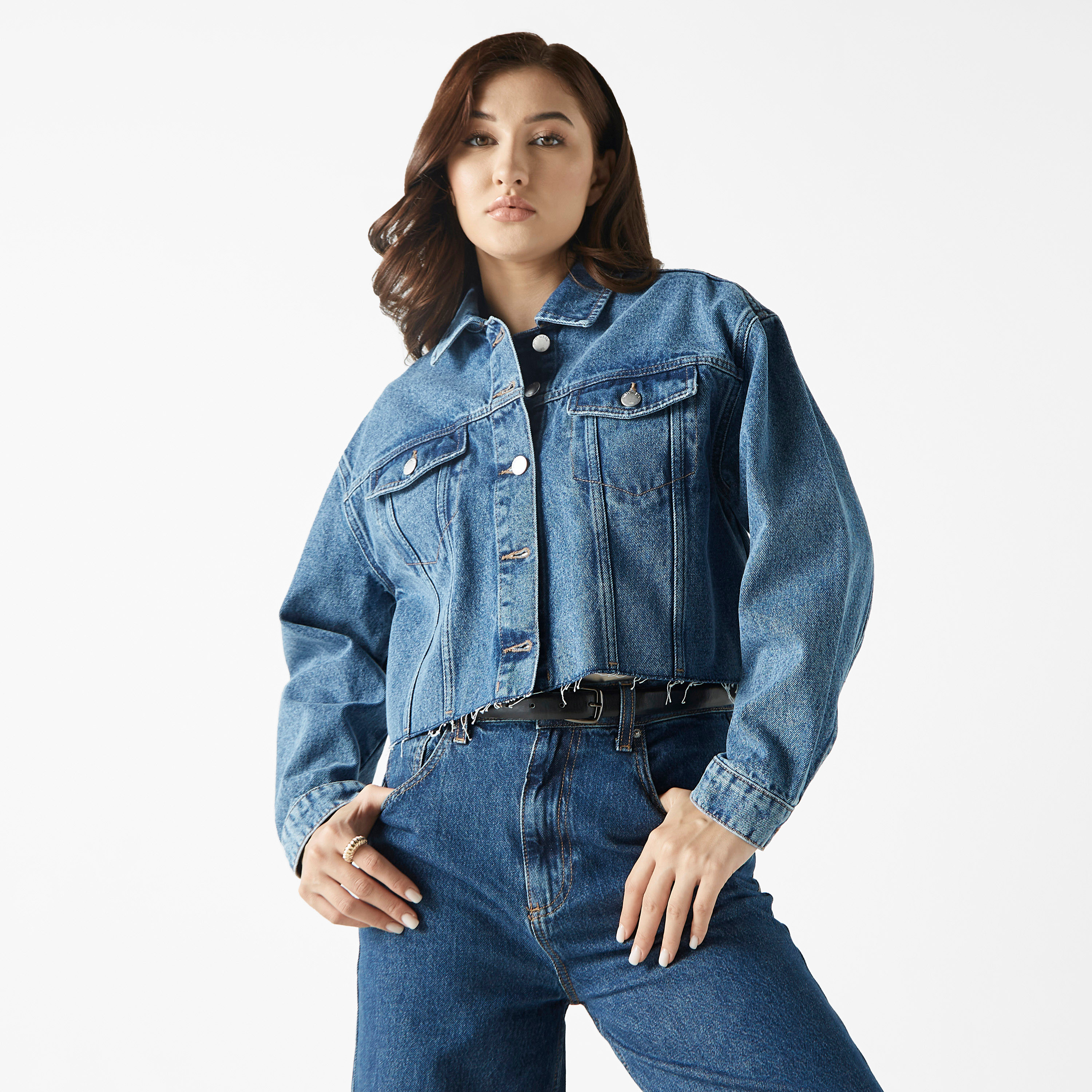 Denim long hot sale sleeve jacket