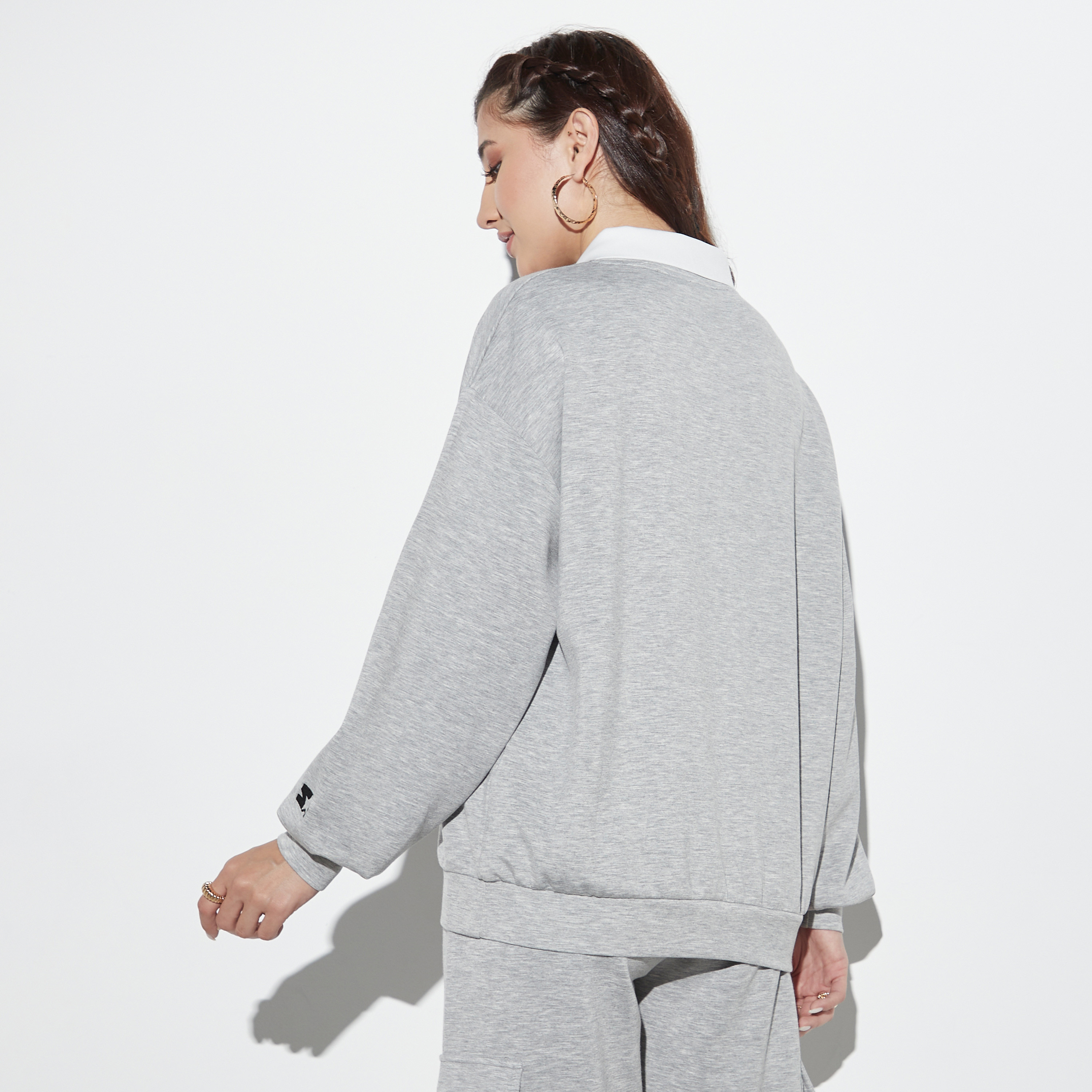 Shop Starter Logo Embroidered Collared Sweatshirt Online