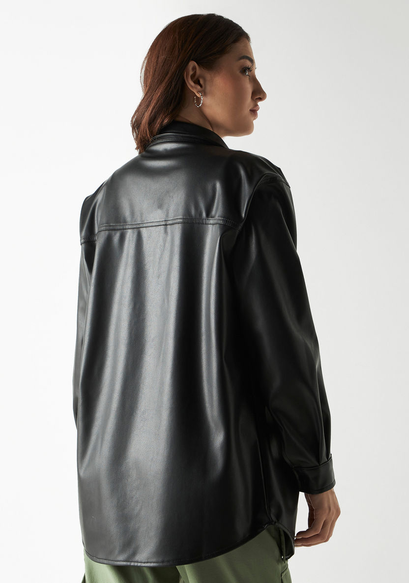 Buy Women's Solid Shacket with Pockets and Long Sleeves Online ...