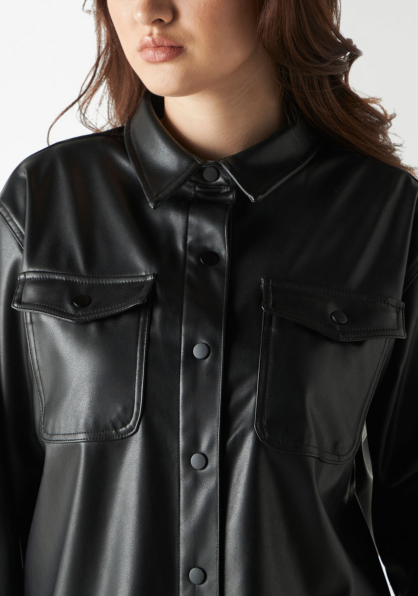 Buy Women's Solid Shacket with Pockets and Long Sleeves Online ...