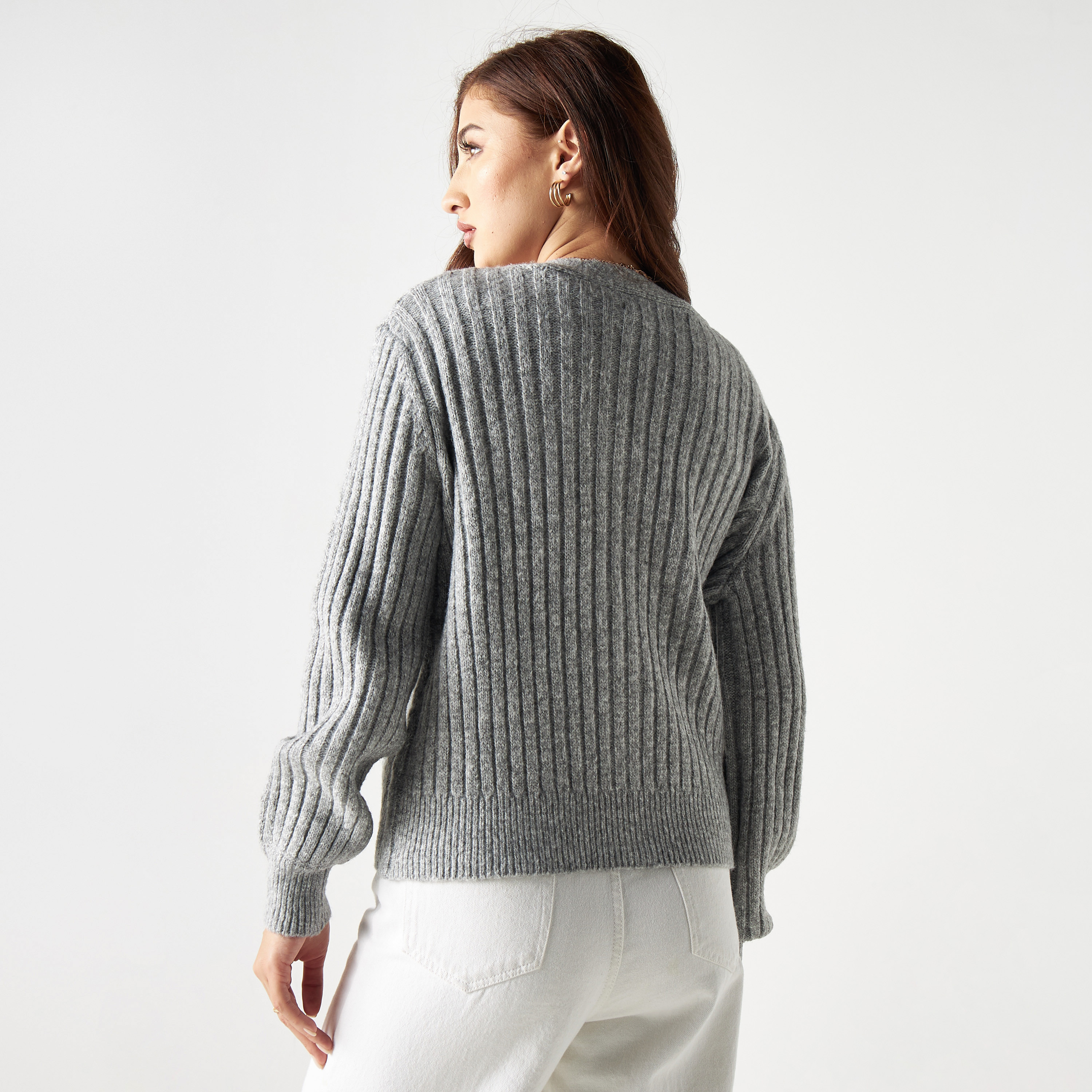 Shop Cable Knit Cardigan with Button Closure and Long