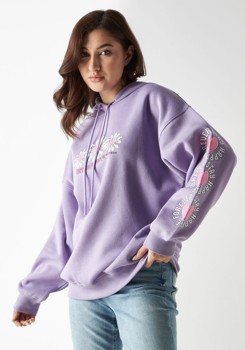 Buy Women's Graphic Print Hooded Sweatshirt with Long Sleeves Online ...