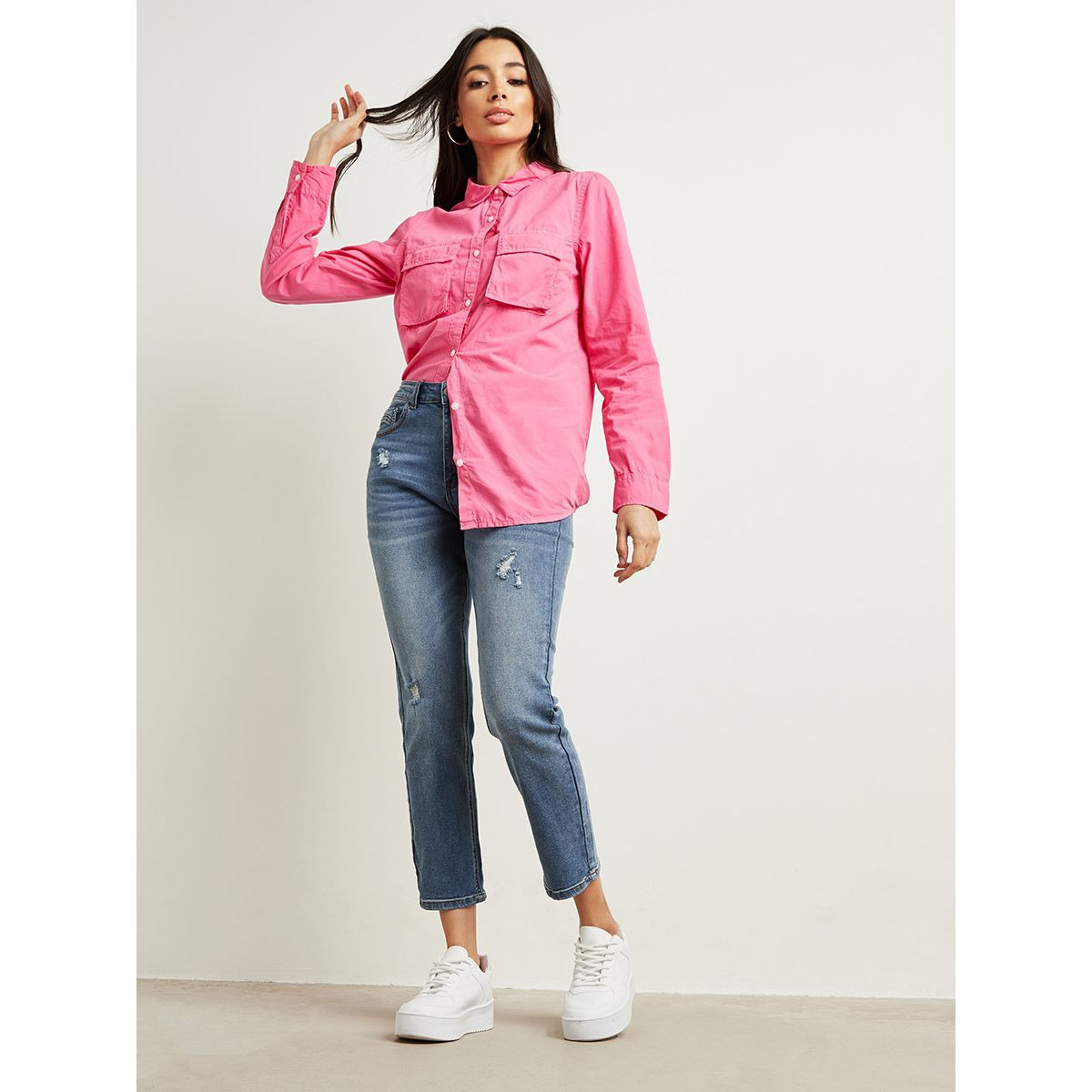 قميص طويل بأزرار من ستايلي-women-clothing-shirtsandblouses-blouses-image-2