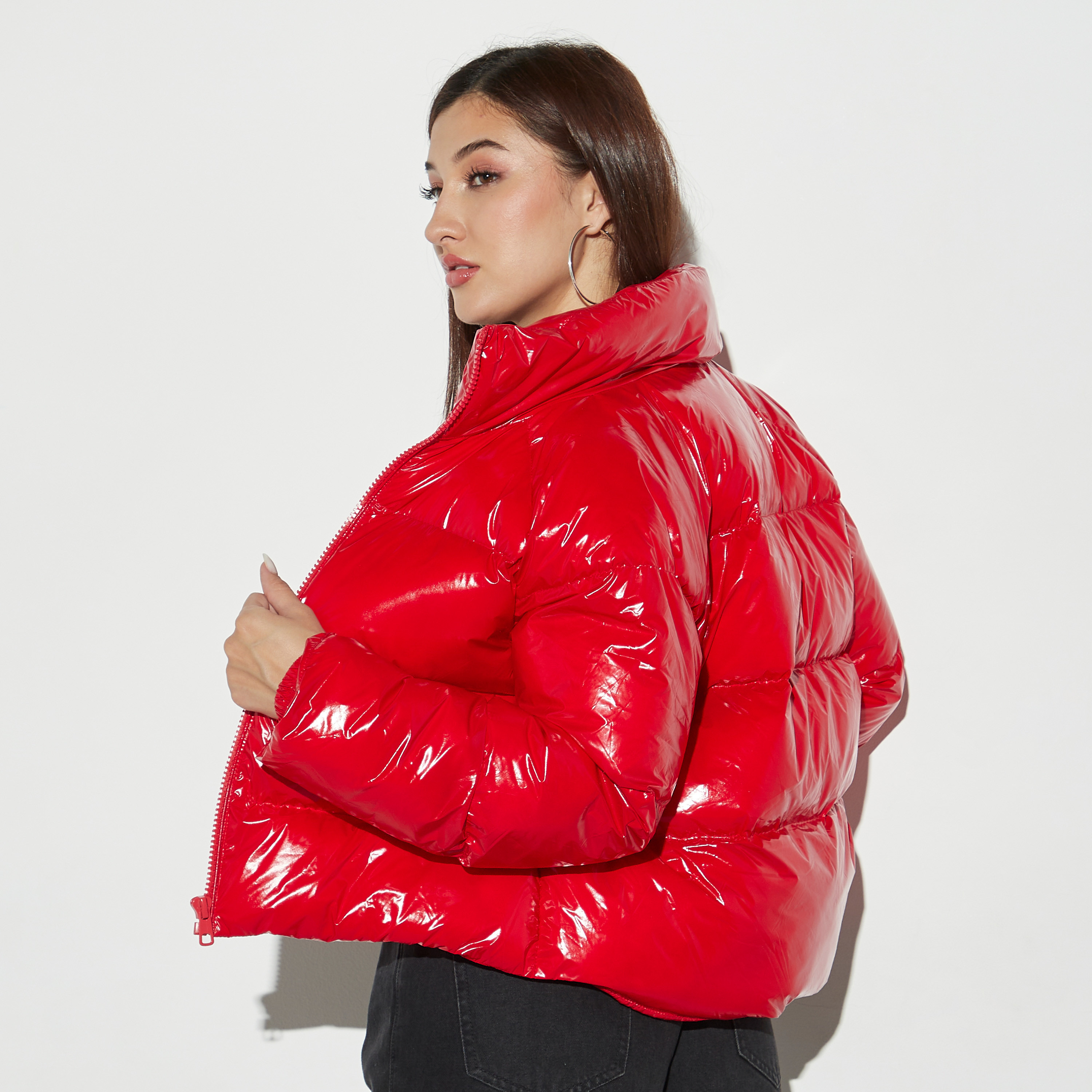 Solid Puffer Jacket with High Neck and Zip Closure-women-winterwear-coatsandjackets-jackets-image-3