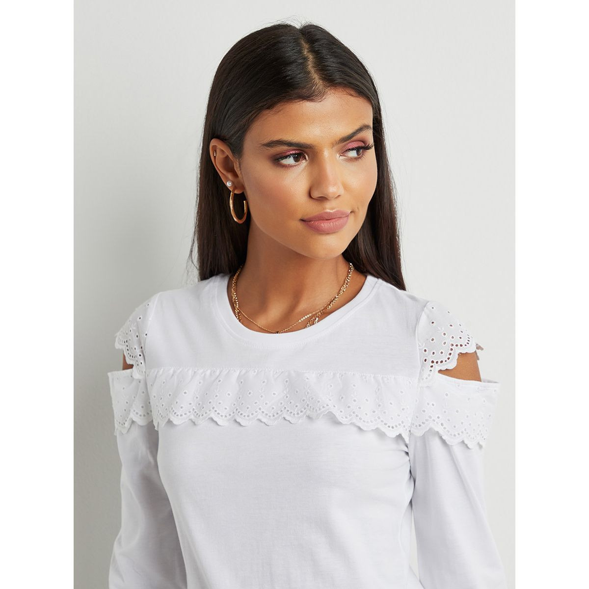 Styli Broderie Trim Detail Long Sleeves Top-women-clothing-shirtsandblouses-blouses-image-4