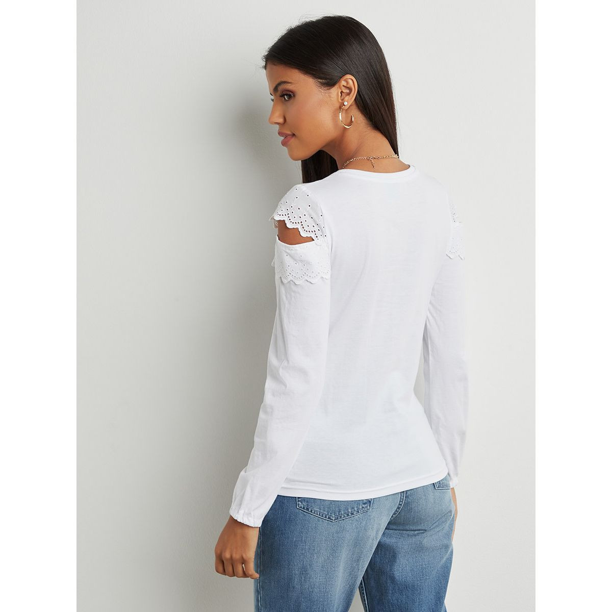 Styli Broderie Trim Detail Long Sleeves Top-women-clothing-shirtsandblouses-blouses-image-5