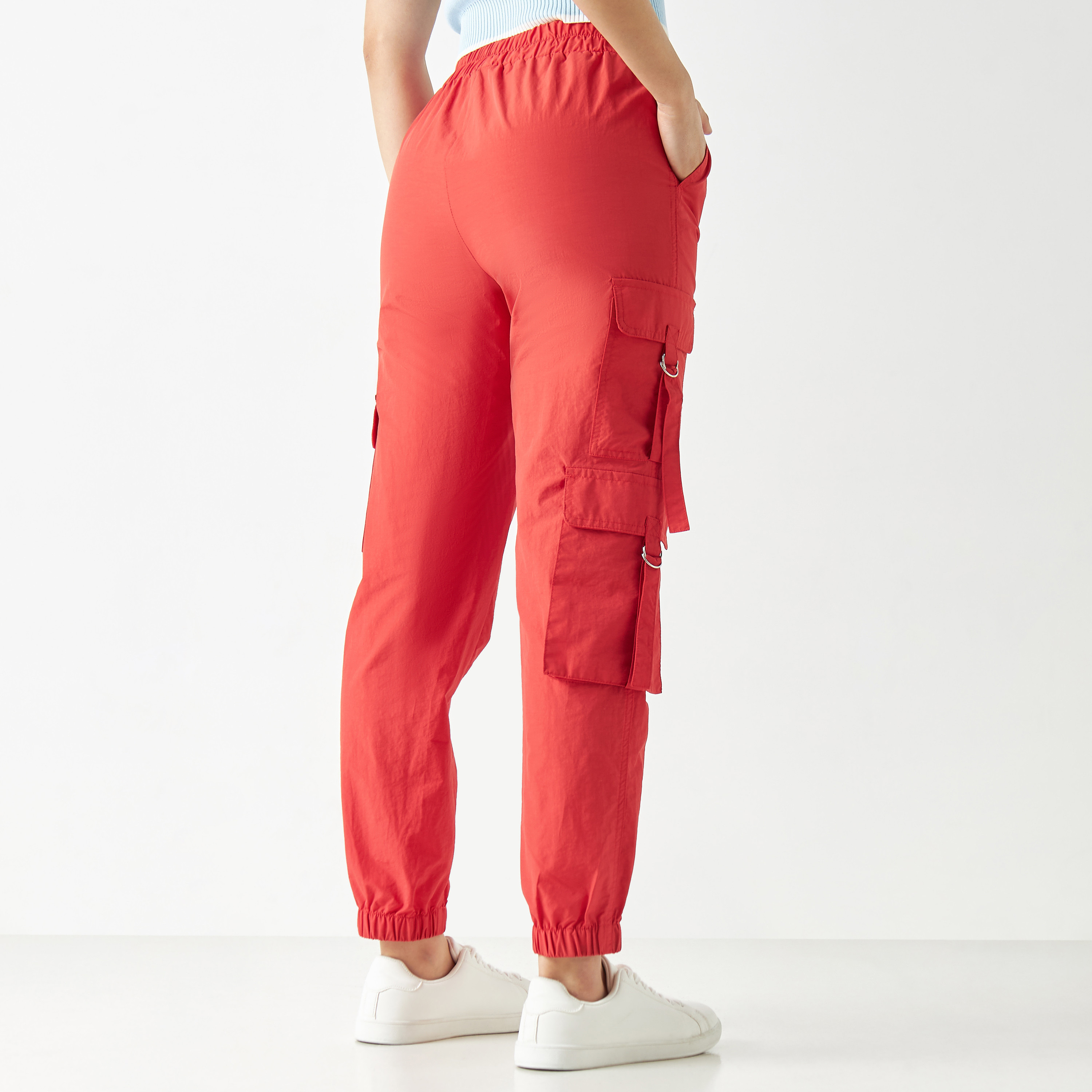Cargo Pants with Elasticated Waistband and Pockets-women-clothing-bottoms-trousers-image-13