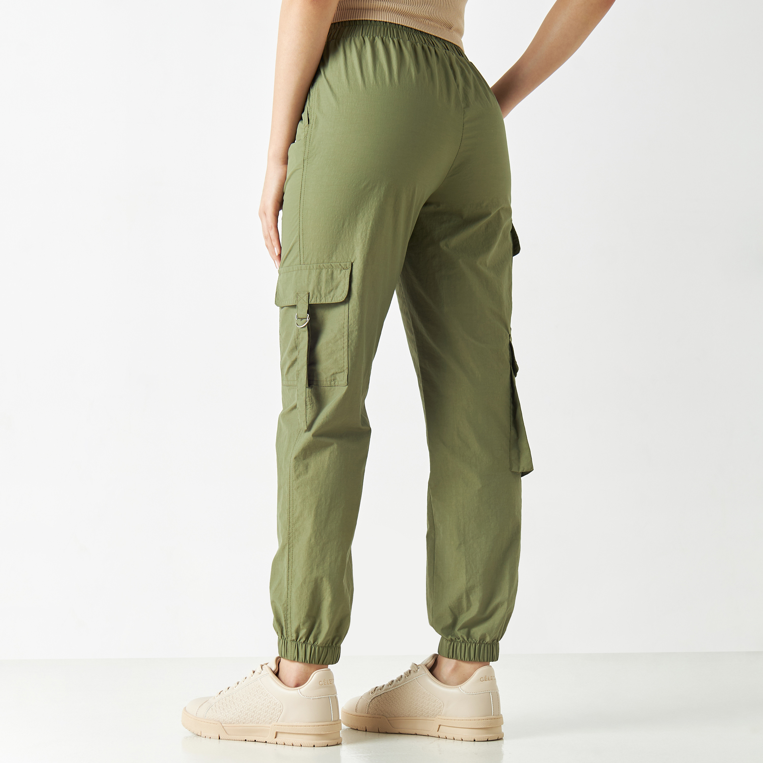Cargo Pants with Elasticated Waistband and Pockets-women-clothing-bottoms-trousers-image-18