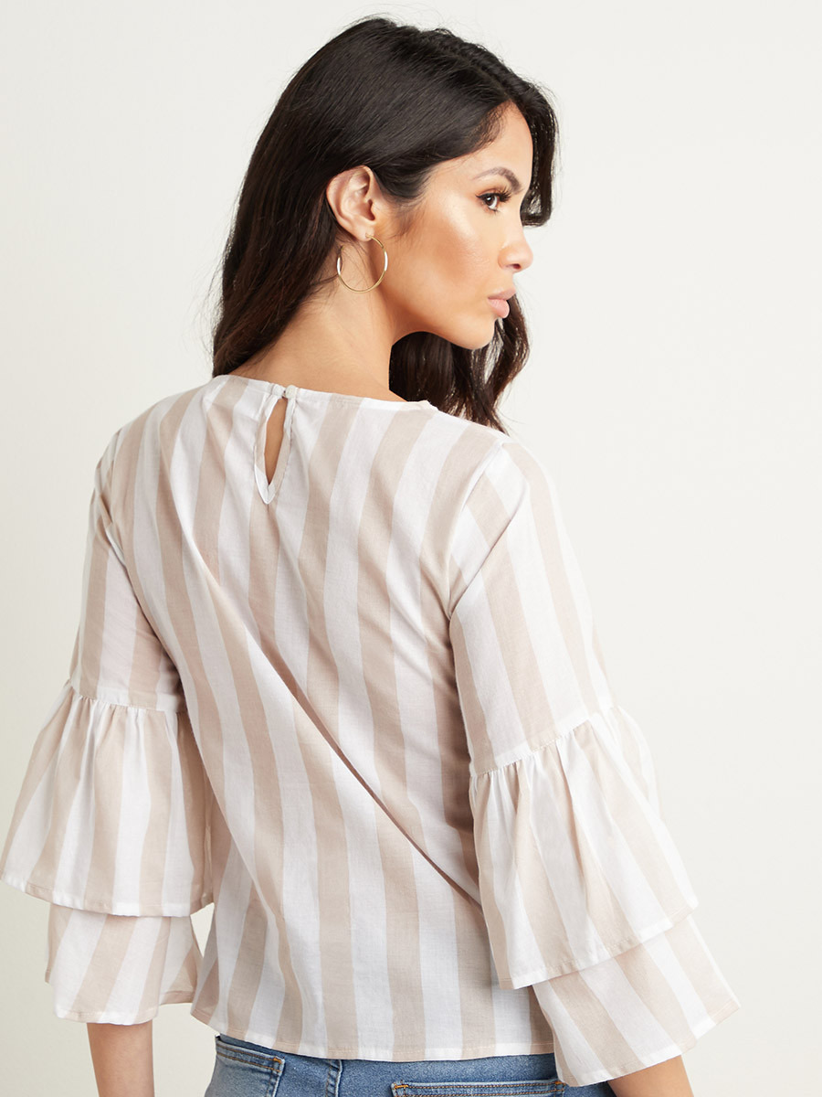 بلوزة مخططة بتفاصيل كشكش من ستايلي-women-clothing-shirtsandblouses-blouses-image-2